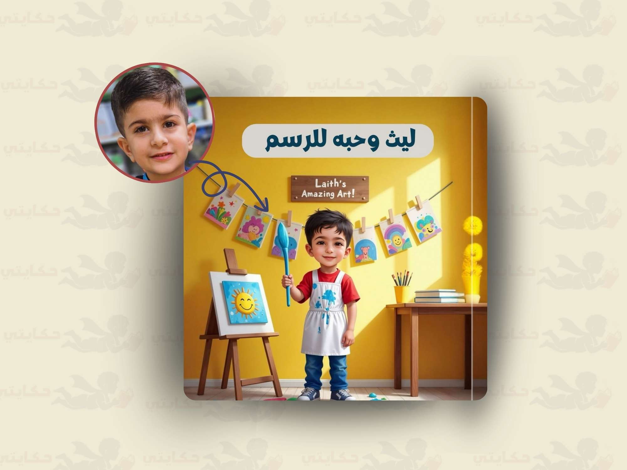 [اسم الطفل] وحبه/ا للرسم